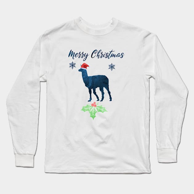 Christmas Llama Long Sleeve T-Shirt by TheJollyMarten